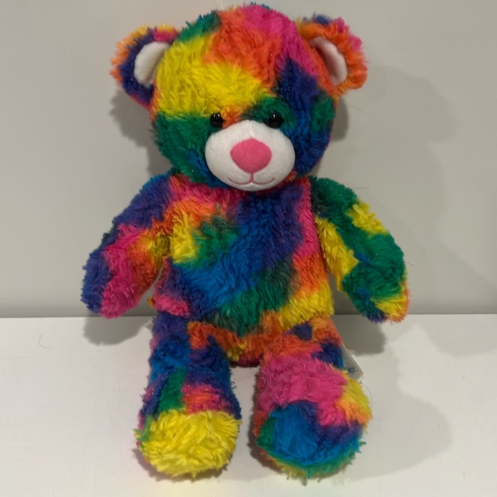 Build A Bear Rainbow Tye Die Bear 16" Plush Stuffed Toy
